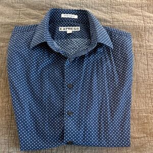 Express Men's Navy Geometric Button-Down Shirt extra slim fit